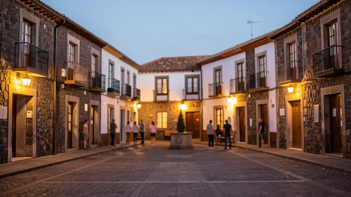 Generic image of a Canarian town square at dusk.