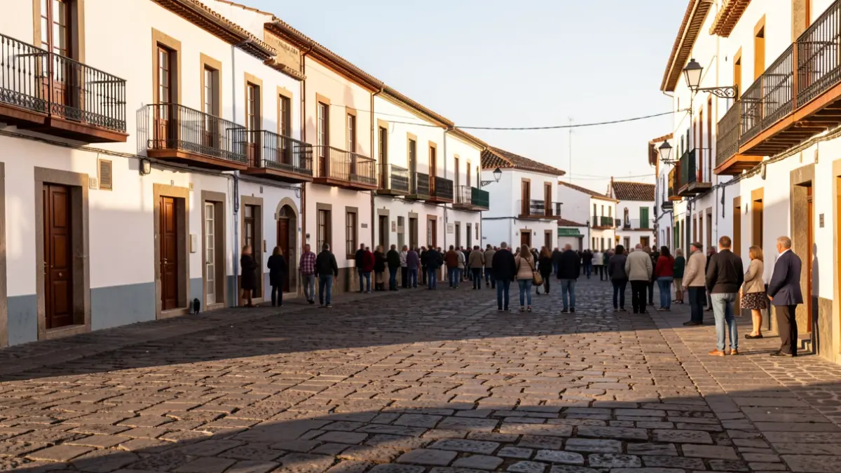 Plaza de San Juan en Telde con arquitectura tradicional canaria y una concentración cívica.