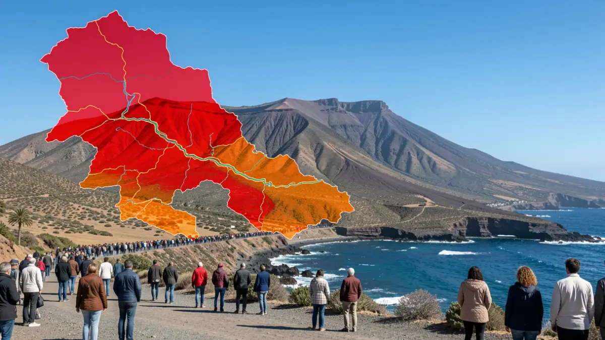 Detailed flood risk map of Tenerife, highlighting danger zones.