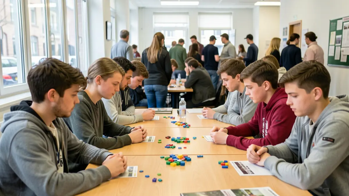 Generic image of young people playing board games in a tournament.