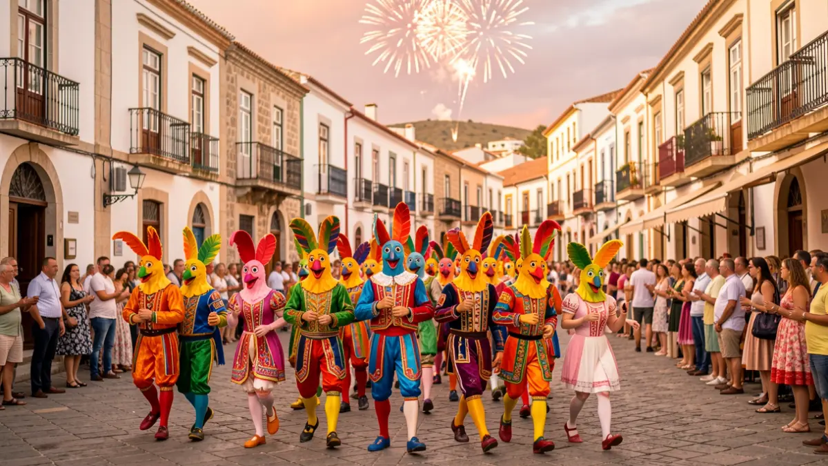 Generic image of a popular festival in the Canary Islands with papagüevos figures and fireworks.
