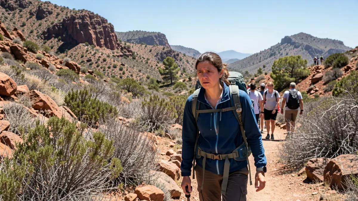 Turista desorientada en un paraje natural de Gran Canaria.