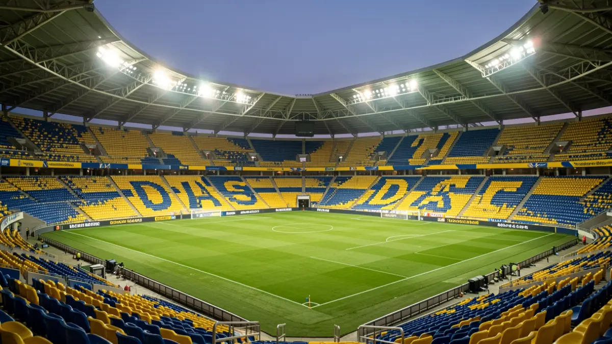 Generic image of a football stadium at dusk.