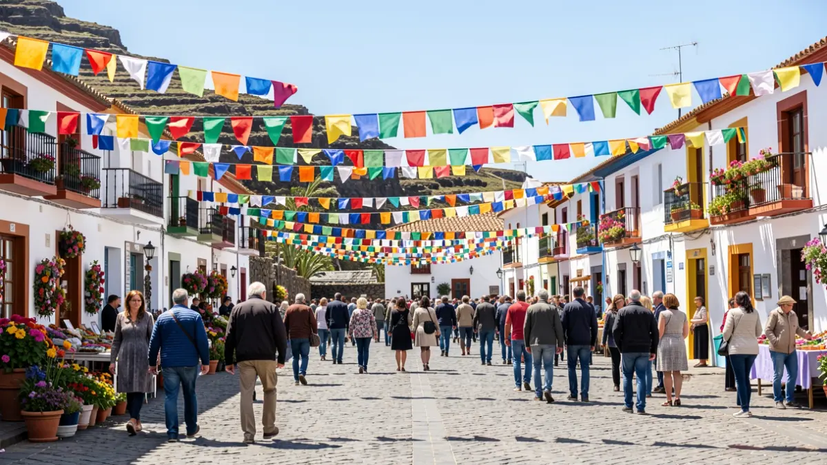 San Pedro square in Valle Gran Rey decorated for the festivities.
