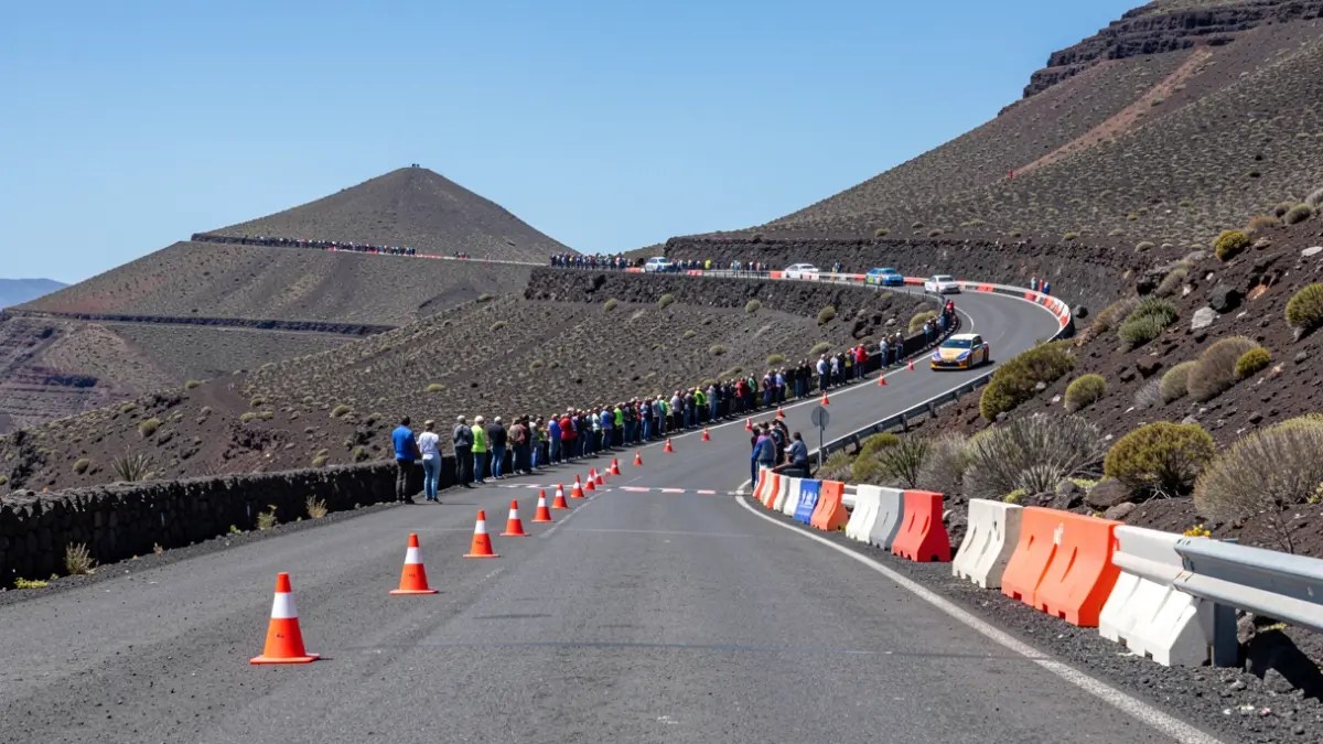 Generic image of a mountain road in Tenerife closed for a rally.