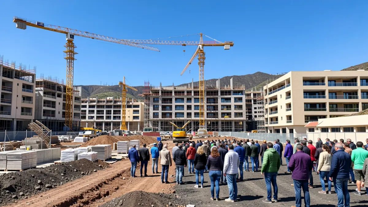 Construction site of public housing in Arona, Tenerife.