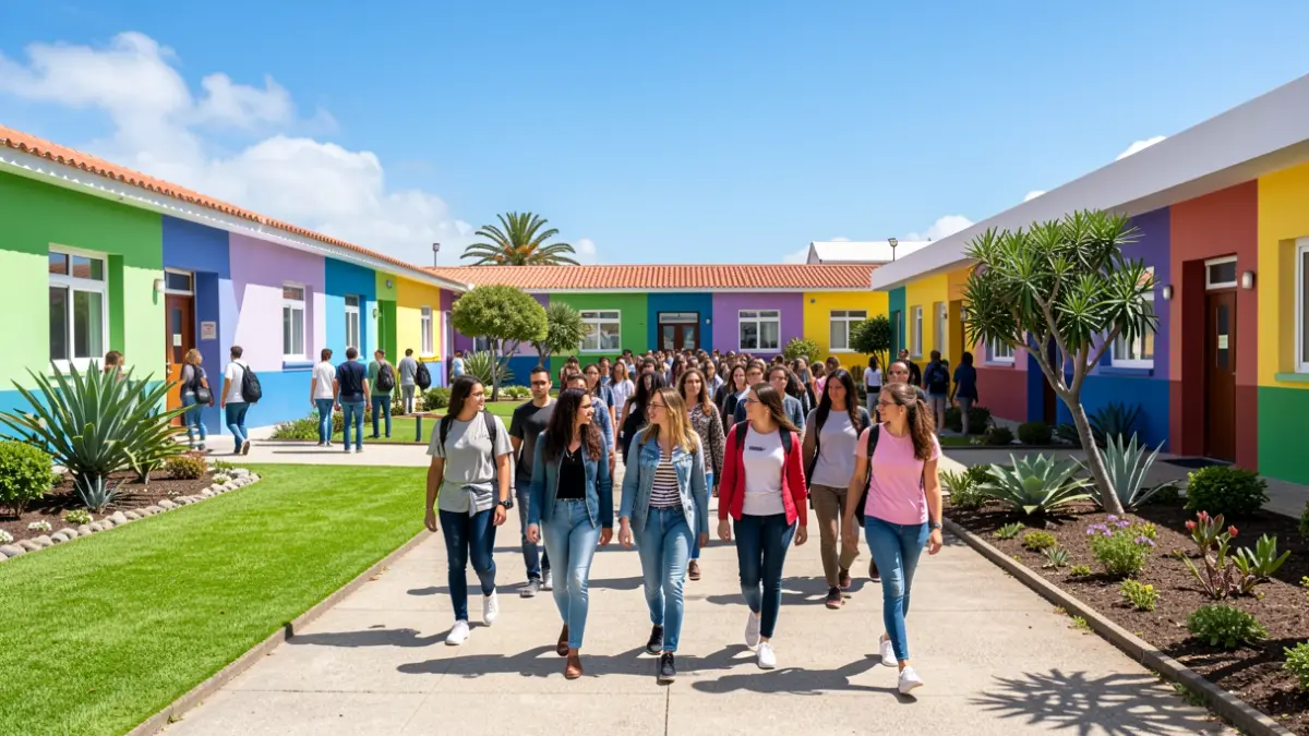 Generic image of a schoolyard in Canarias ready for the start of the school year.