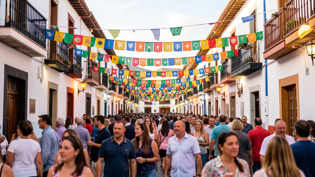 Generic image of a local festival in Arona with colorful decorations and a festive atmosphere.
