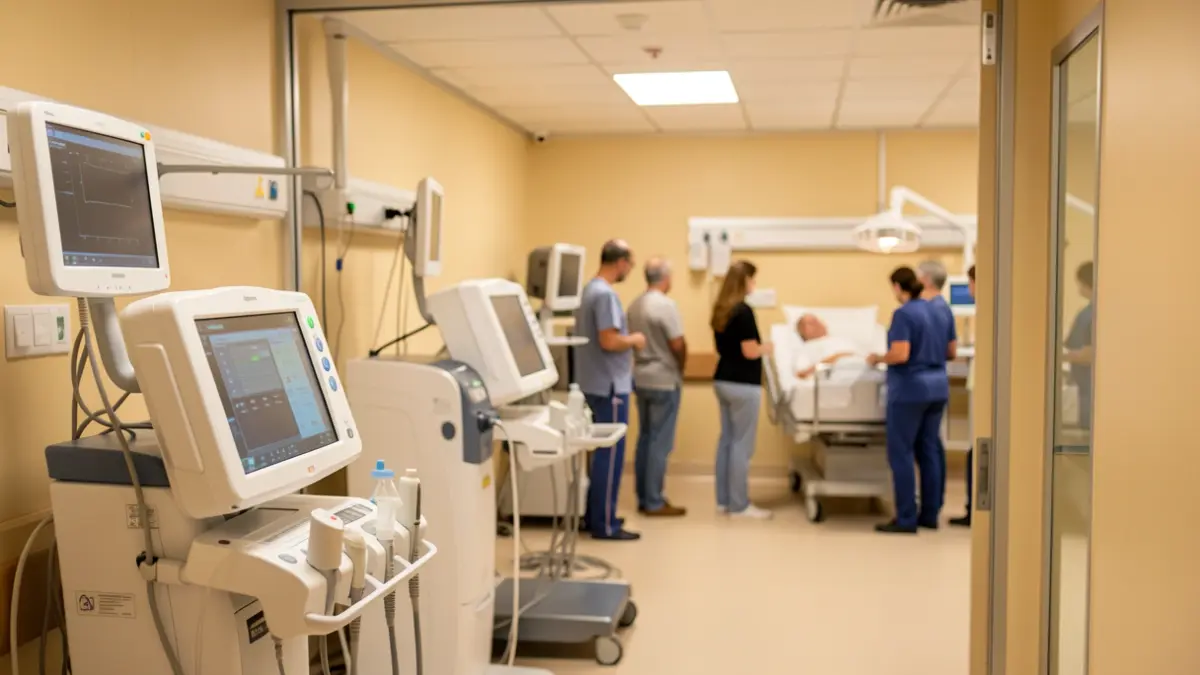 Imagen de un interior de hospital oncológico en Canarias con equipo médico avanzado.