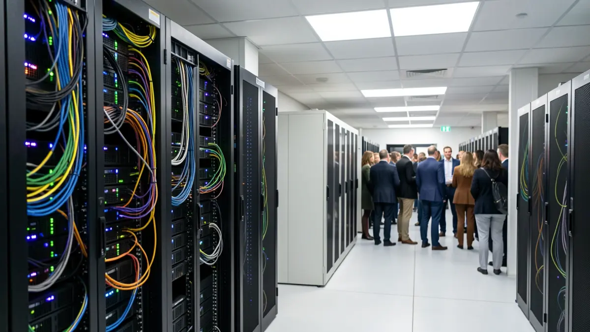 Generic image of a data center with servers and technological equipment.
