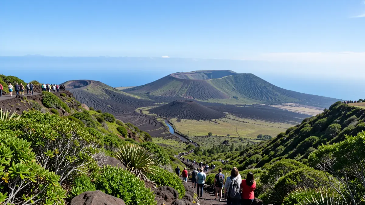 Imagen genérica del paisaje volcánico de La Palma con vegetación y el océano.