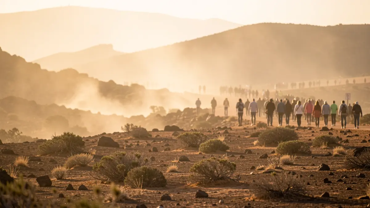 Generic image of haze and high temperatures in a volcanic landscape in the Canary Islands.