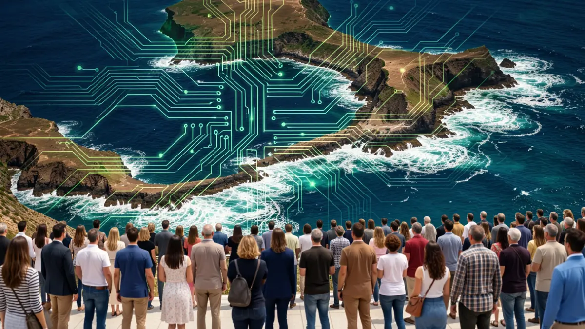 Imagen genérica de elementos tecnológicos y naturales que representan la diversificación económica de Canarias.
