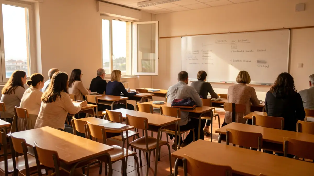 Generic image of an empty classroom in the Canary Islands.