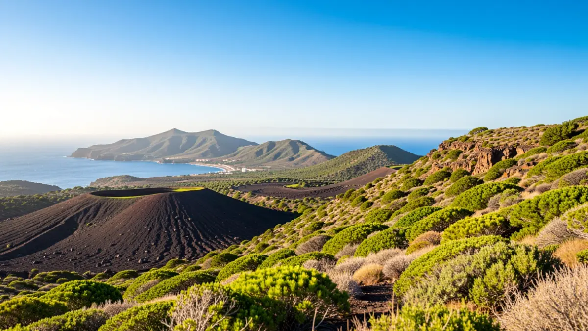 Generic image of the Canary Islands landscape with volcanic terrain and vegetation.
