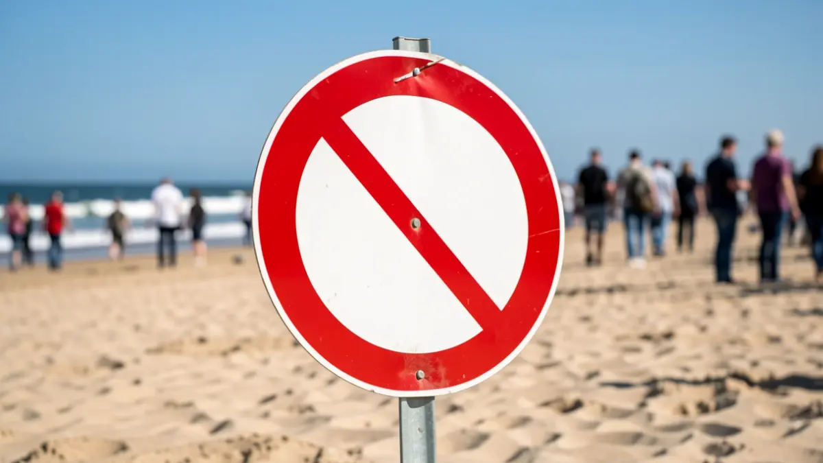 Señal de prohibido el baño en la playa de El Socorro, Los Realejos.