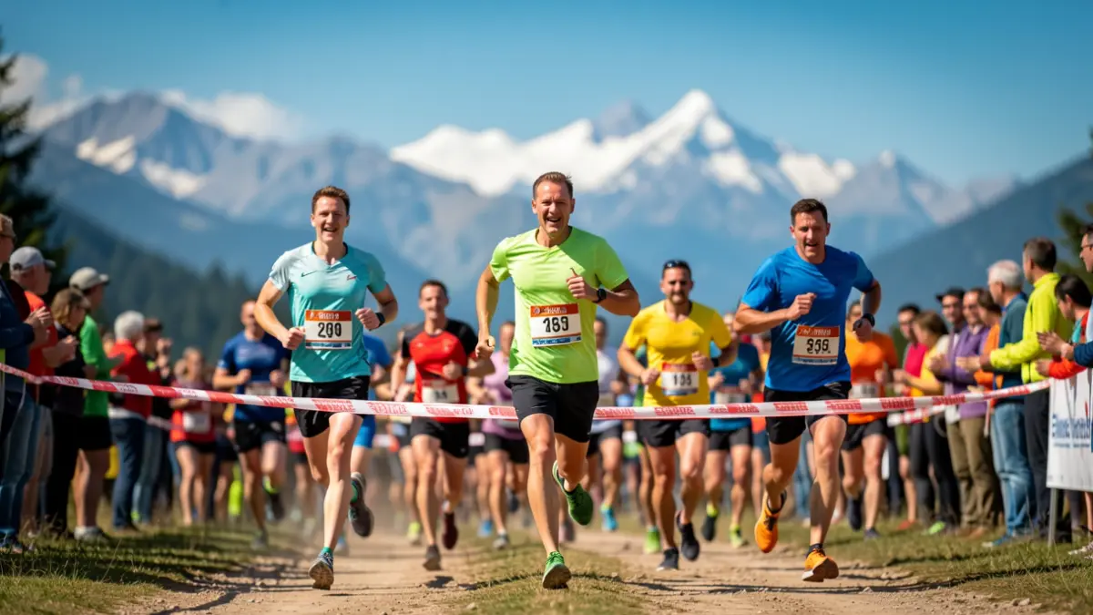 Generic image of runners crossing a finish line in a trail race.