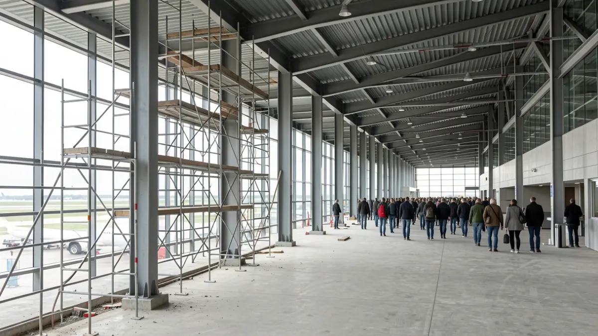 Image of a construction site at an airport terminal.