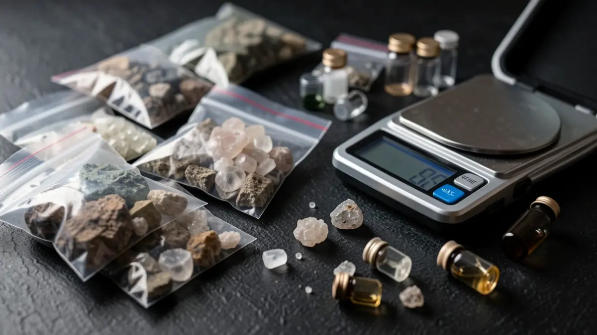 Image of narcotic substances, precision scales, and packaging material seized by the National Police.