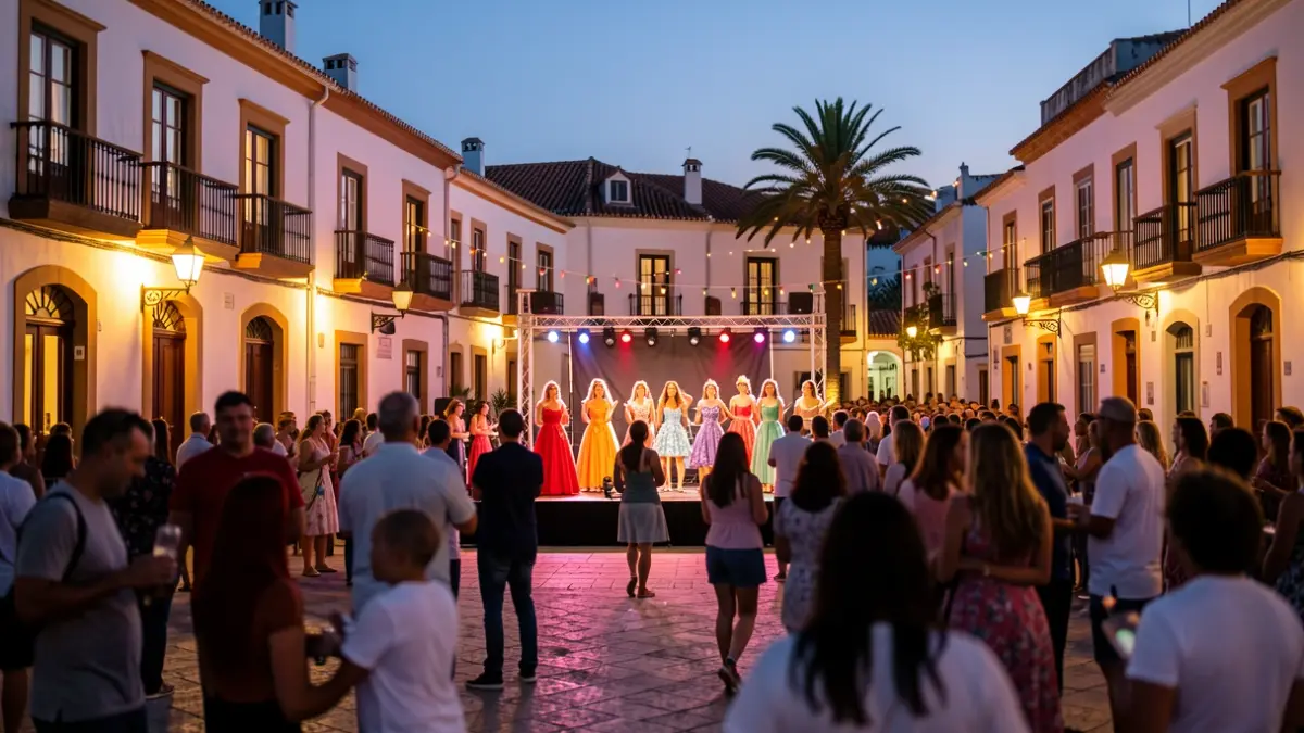 Plaza de la Iglesia Matriz de San Miguel de Abona decorada para la gala de elección de la Romera Mayor.