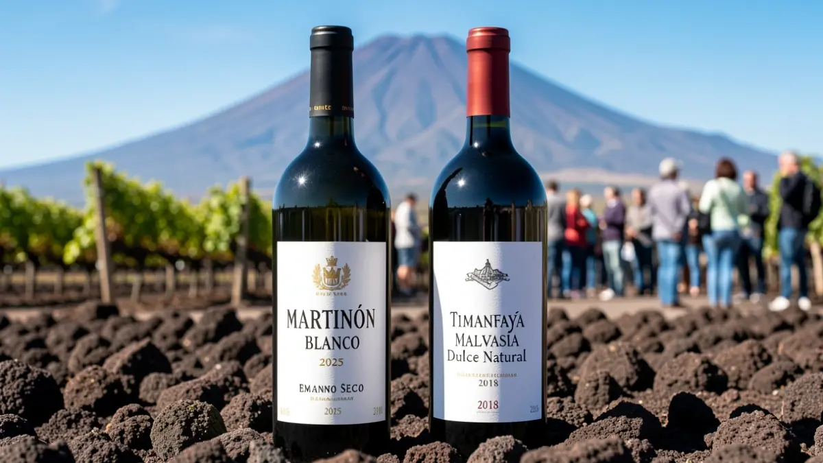 Award-winning Lanzarote wine bottles at an international competition.