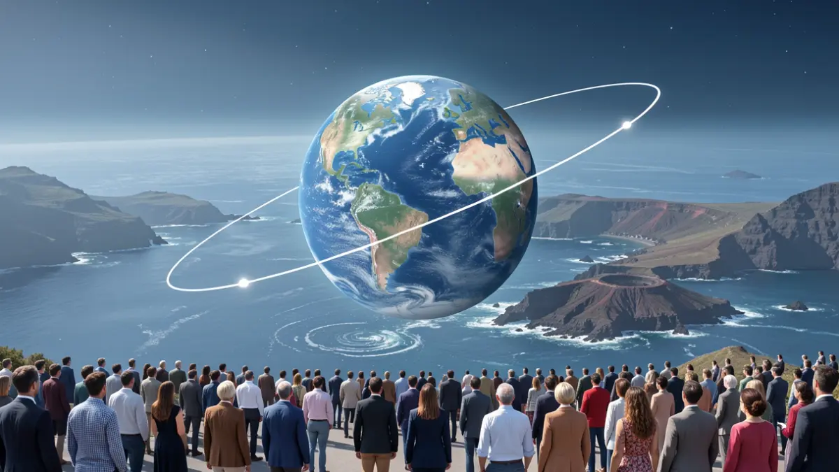 Imagen genérica de la Tierra con una órbita lunar, simbolizando la exploración espacial y la tecnología.
