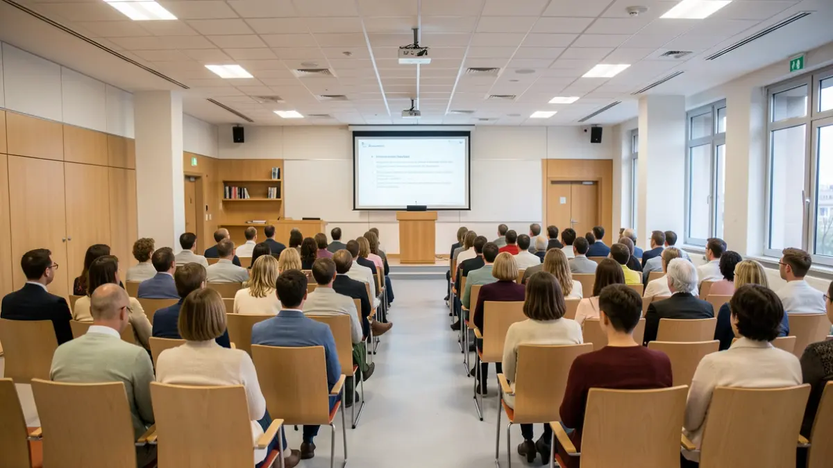 Imagen genérica de una sala de conferencias de hospital vacía.