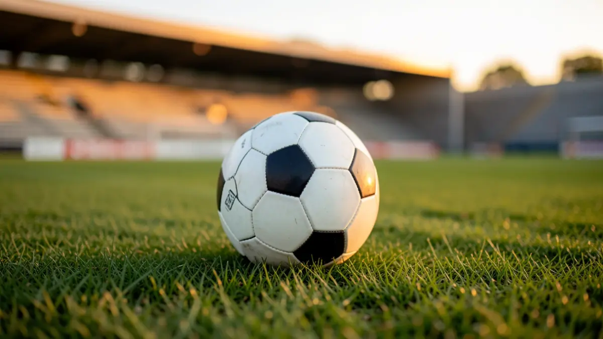 Generic image of a soccer ball on a stadium field.