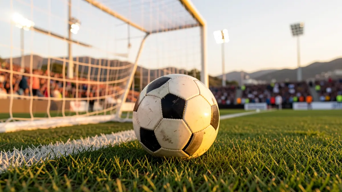 Generic image of a soccer ball on a stadium field.