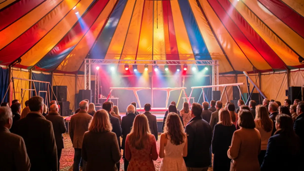Generic image of a circus tent with festive lighting.
