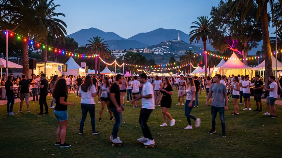 Generic image of an outdoor youth festival with sports and music activities.