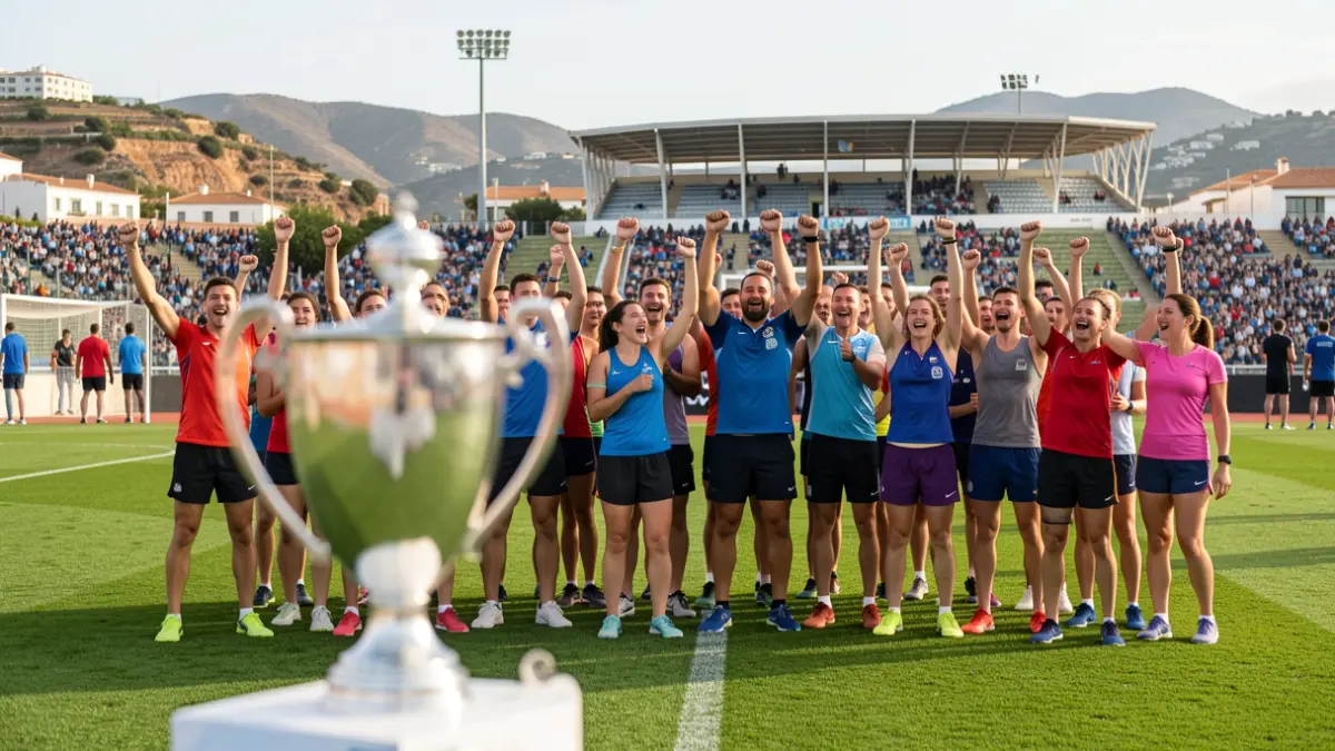 Imagen genérica de un equipo celebrando un ascenso deportivo en Canarias.