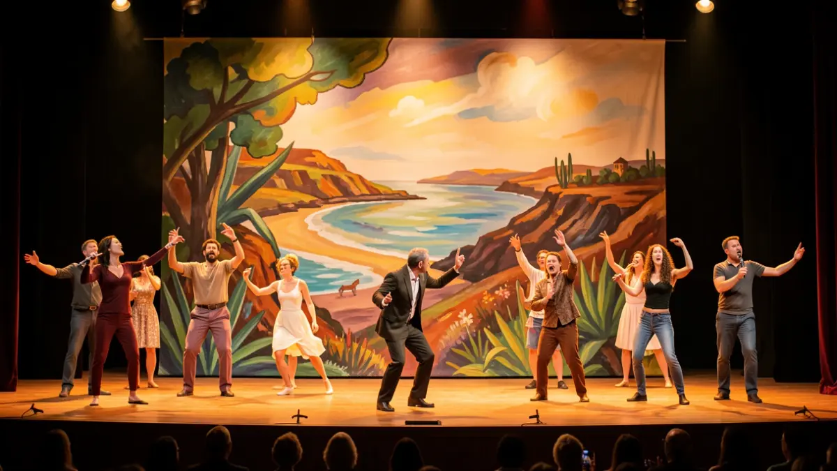 Stage production of César Manrique's life and work with multiple artists.