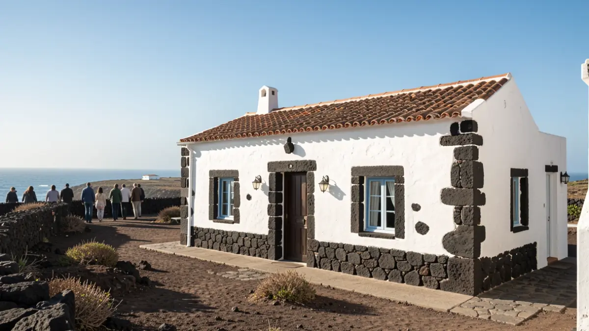 Fachada de una construcción tradicional en la costa de Fuerteventura.