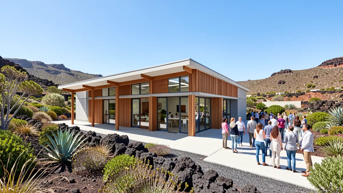 Diseño arquitectónico sostenible para un refugio climático escolar en Canarias.