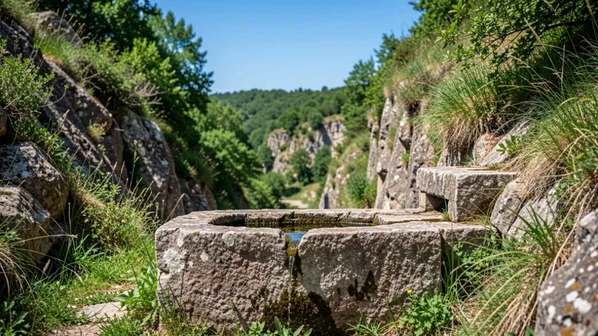 Generic image of a natural watering trough in a ravine.