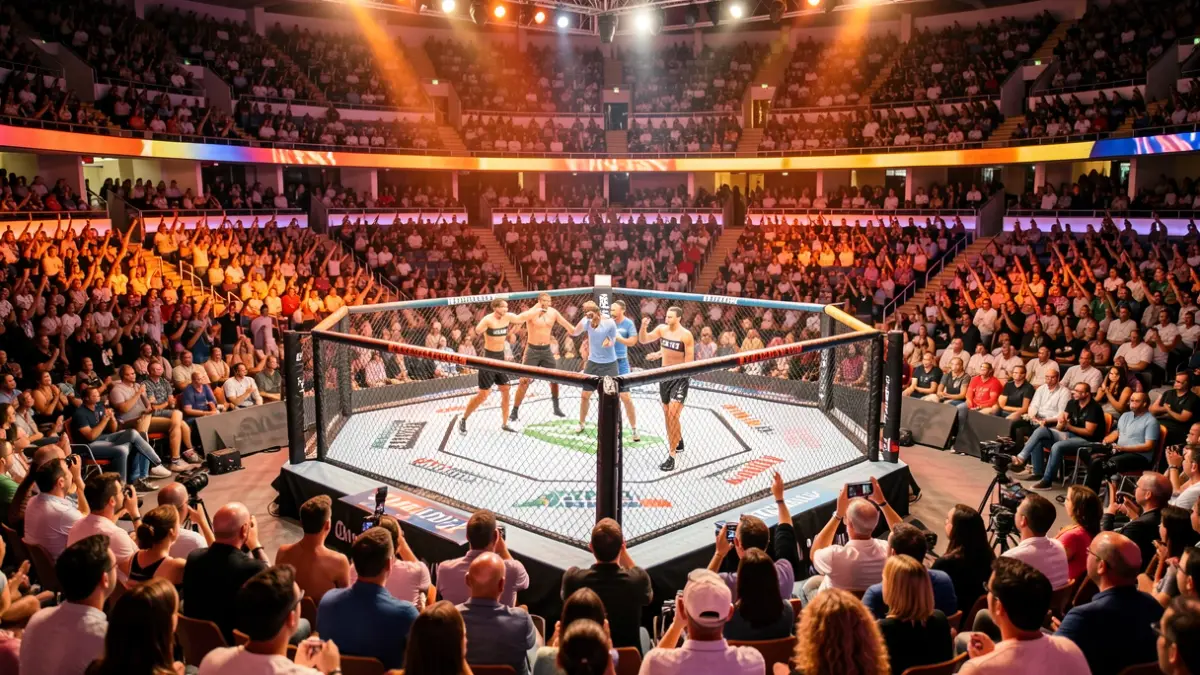 Imagen genérica de un pabellón deportivo lleno en Canarias durante un evento de artes marciales mixtas.