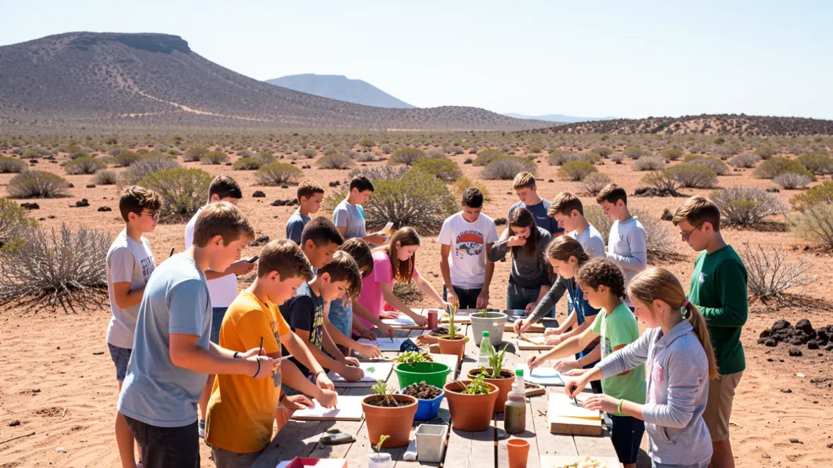 Imagen de niños participando en un taller ambiental en Fuerteventura.