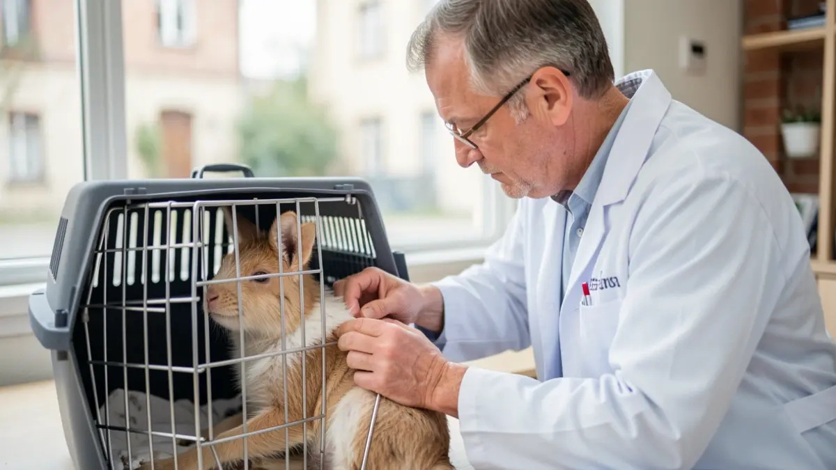 Imagen genérica de un veterinario supervisando el transporte de animales vivos.