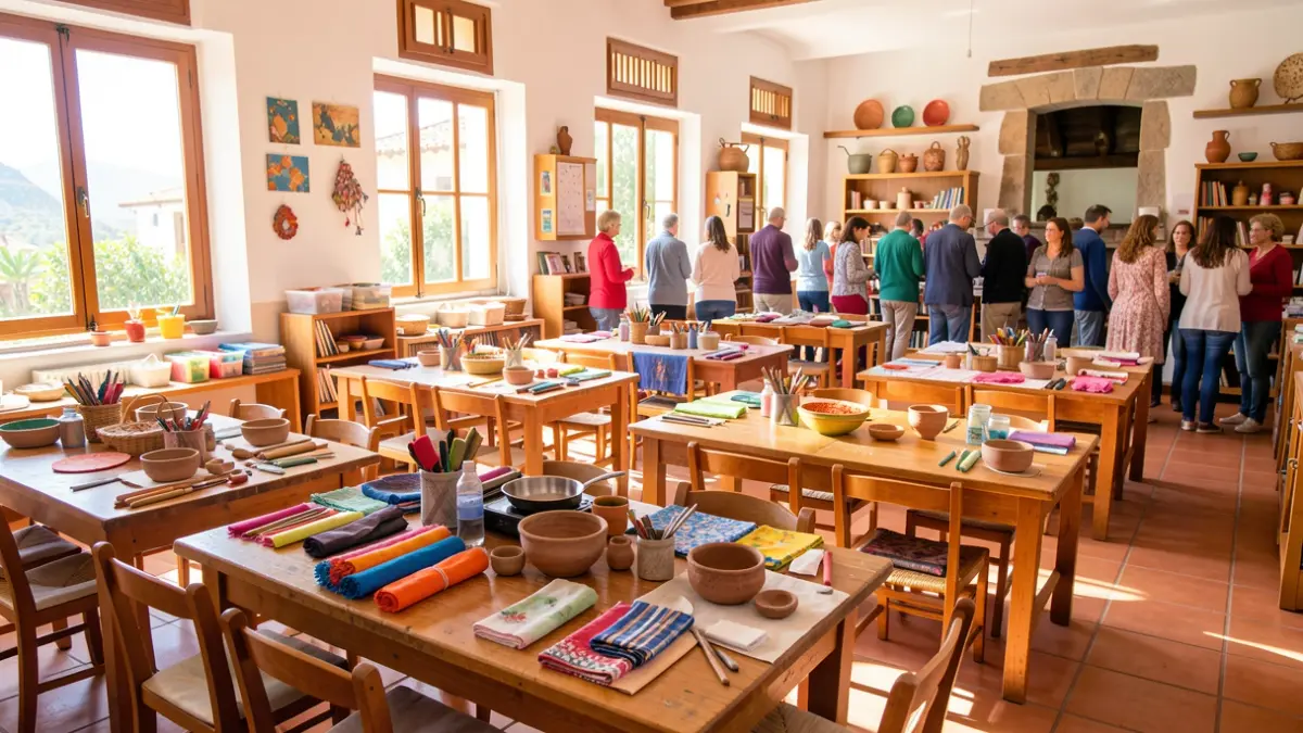 Classroom at the Universidad Popular of Gáldar with materials for various courses.