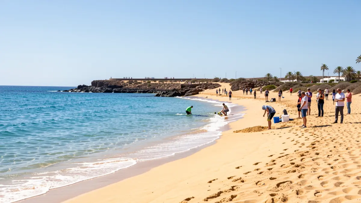 Image of Playa de Sardina in Gáldar during an environmental awareness workshop.