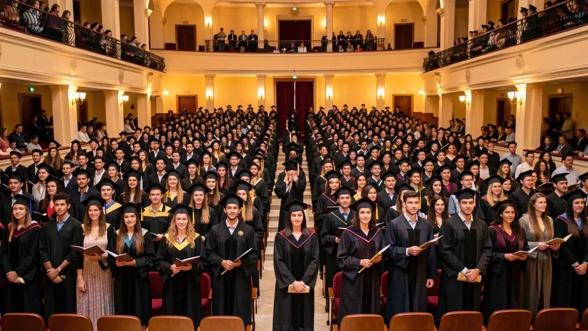 Jóvenes recibiendo diplomas en un acto de clausura en Gáldar.