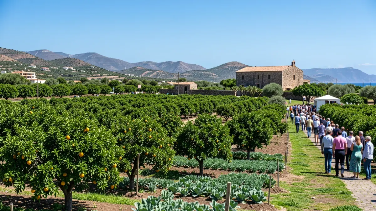Imagen genérica de una finca agrícola en Canarias con cultivos y edificaciones tradicionales.