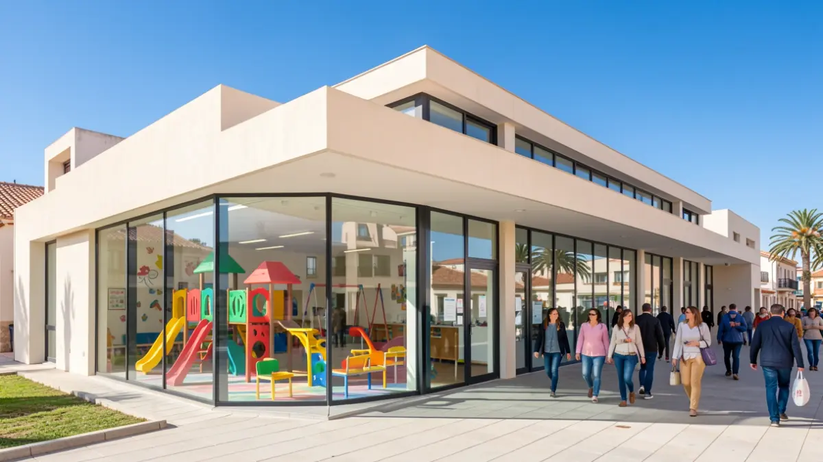 Imagen de la Escuela Infantil Municipal Sanipeques en Granadilla de Abona, con sus nuevas instalaciones ampliadas.