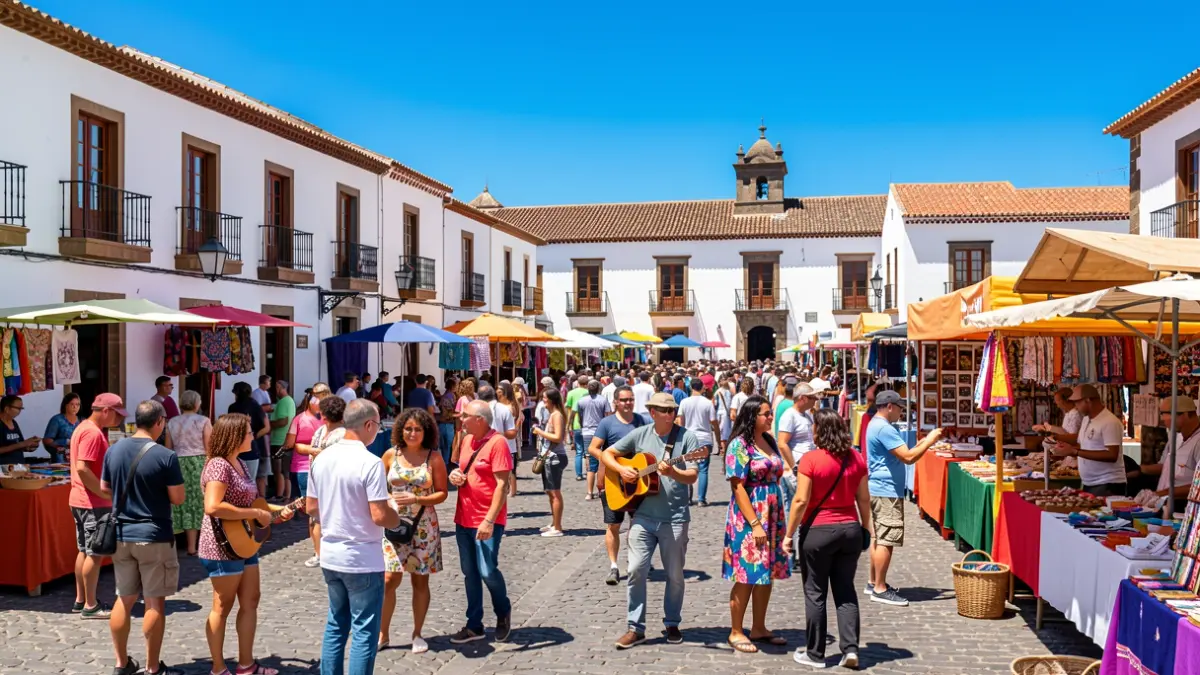 Plaza de la Cultura de San Isidro llena de gente celebrando la diversidad cultural con música, gastronomía y artesanía.