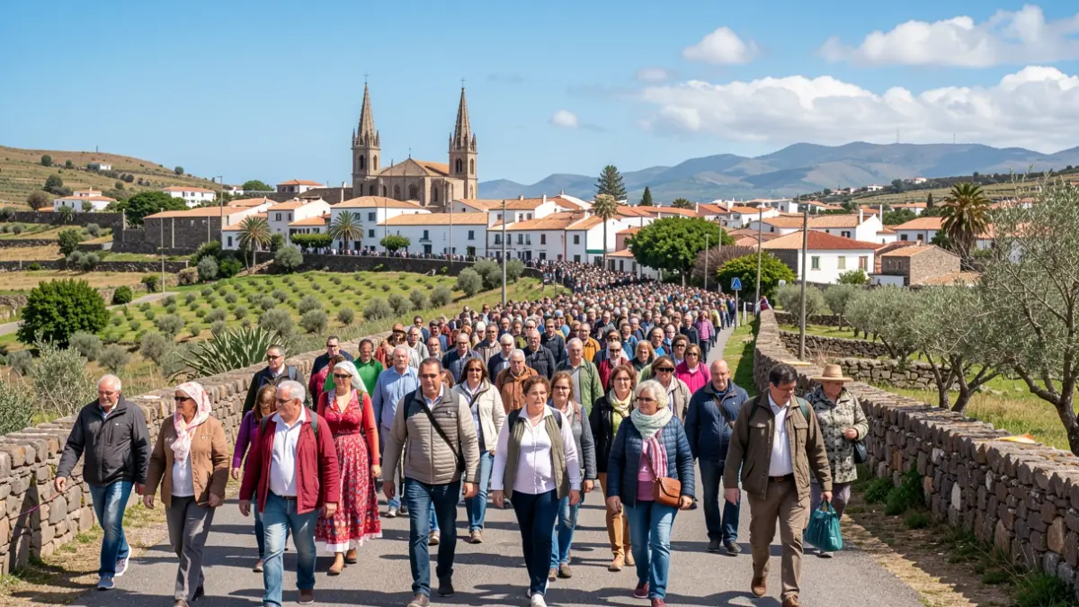 Imagen genérica de una peregrinación hacia un pueblo en Canarias.