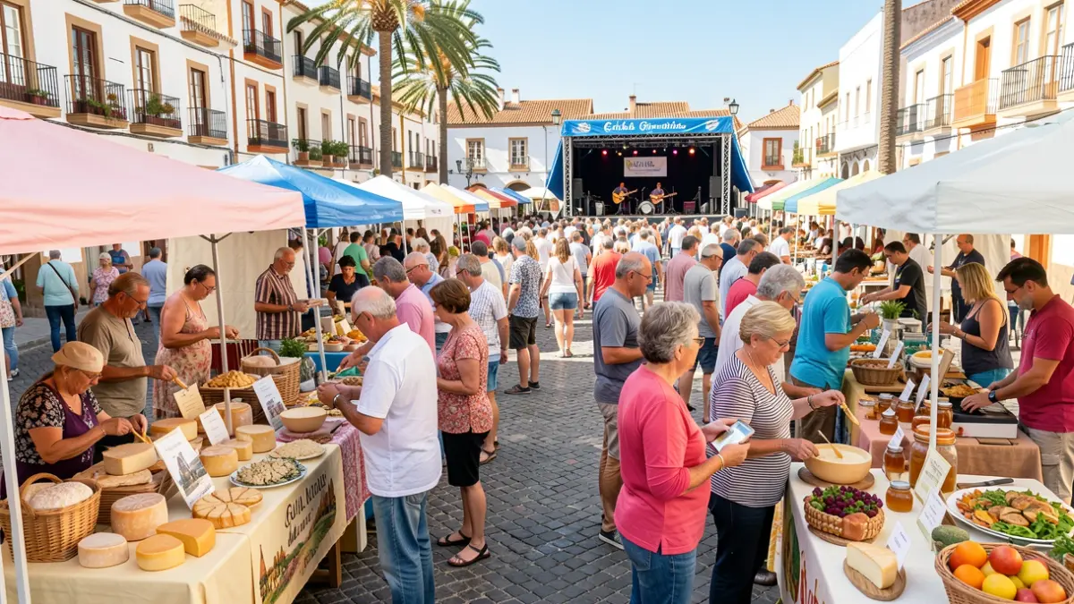 Plaza Grande de Guía, Gran Canaria, durante la celebración del Día Mundial del Turismo con stands de oferta turística, cultural y gastronómica, talleres y actuaciones.