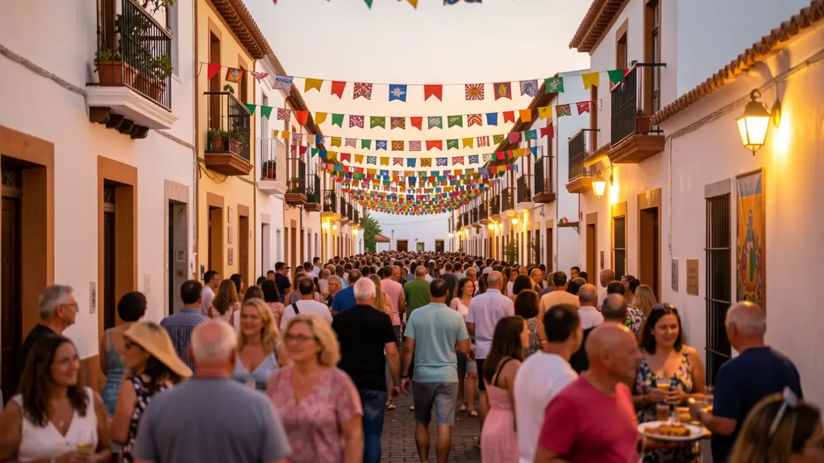 Image of the Charco del Palo festivities in Haría, Lanzarote, showing a festive atmosphere and decorations.