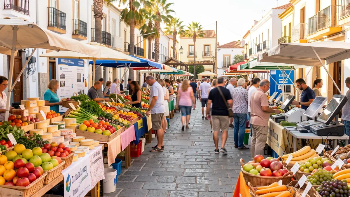 Image of the Km.0 Fair and Sun Fair in Ingenio, Gran Canaria, featuring local products and sustainable technology.