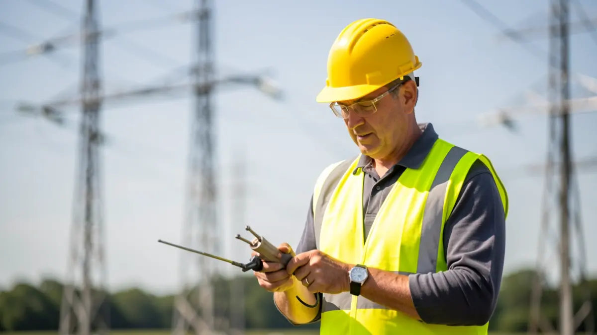 Imagen genérica de un trabajador realizando mantenimiento en una red eléctrica.
